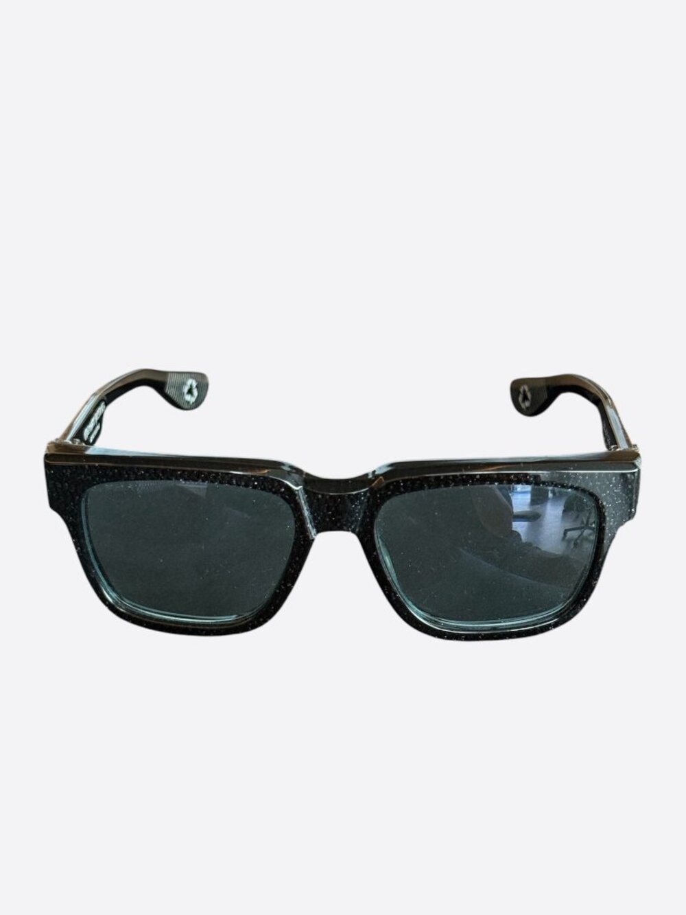 Chrome Hearts Black Glitter & Silver Box-Officer Sunglasses